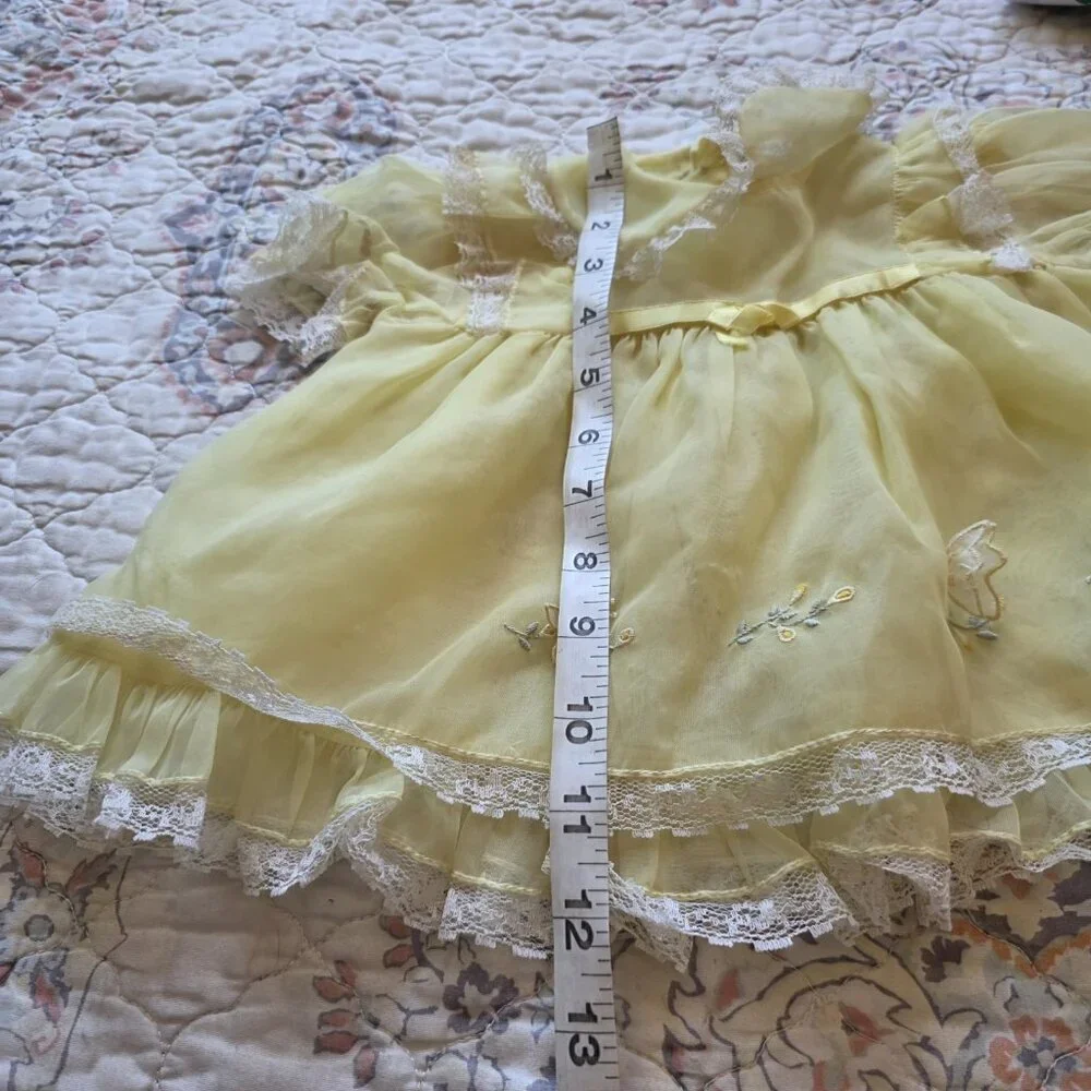 Nanette Vintage Yellow Shear Nylon Dress Baby Size 9 Months